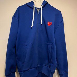 Comme de Garcon Play - Blue Zip-up Cotton Hoodie Size Large